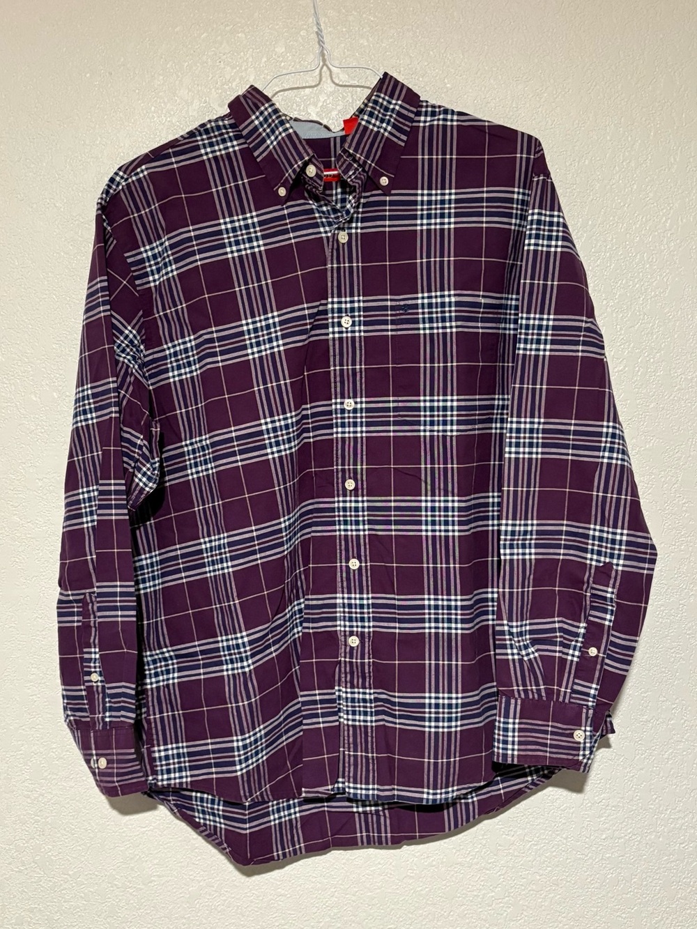 Izod Men's Purple Plaid Button-Down Shirt